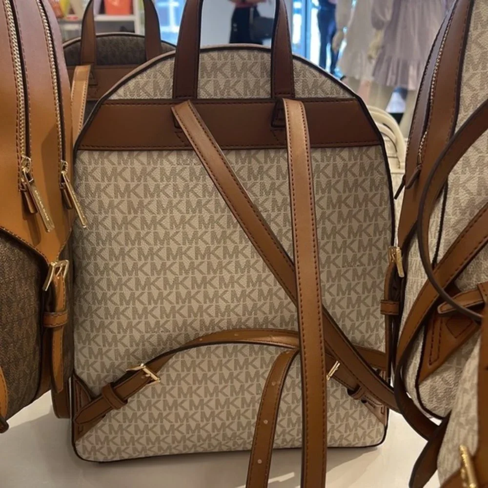 Michael Kors Jaycee Large Zip Pocket Backpack Vanilla